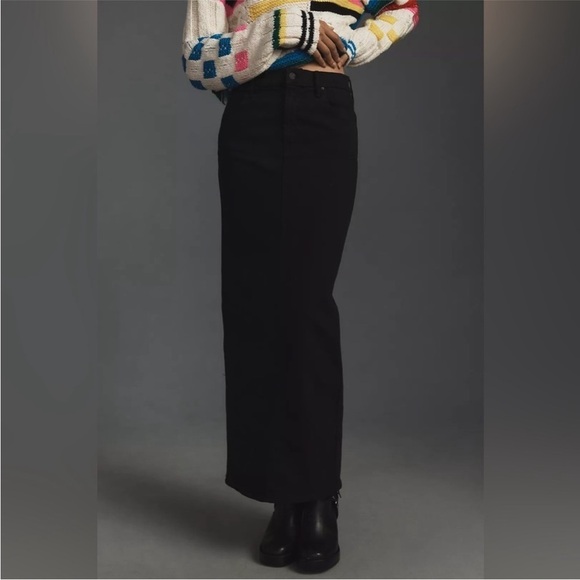 Mother The Flagpole Black Denim Midi Skirt - Picture 5 of 11